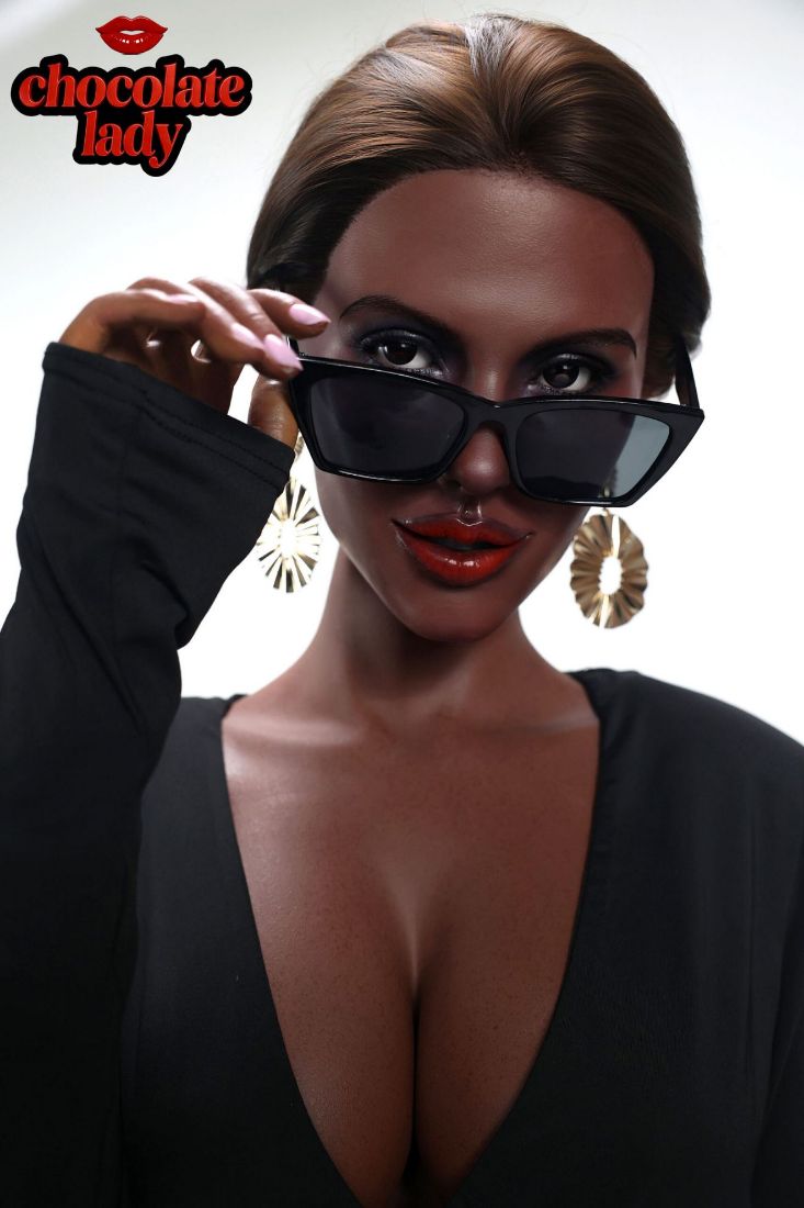 Picture of Realistic 166cm (5.45ft) E Cup Black Skin Silicone Sex Doll - Lena