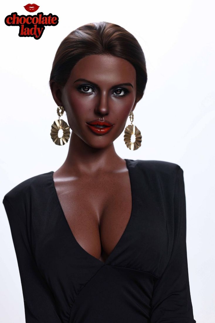 Picture of Realistic 166cm (5.45ft) E Cup Black Skin Silicone Sex Doll - Lena