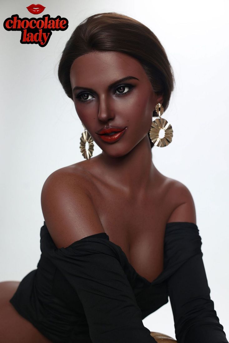 Picture of Realistic 166cm (5.45ft) E Cup Black Skin Silicone Sex Doll - Lena