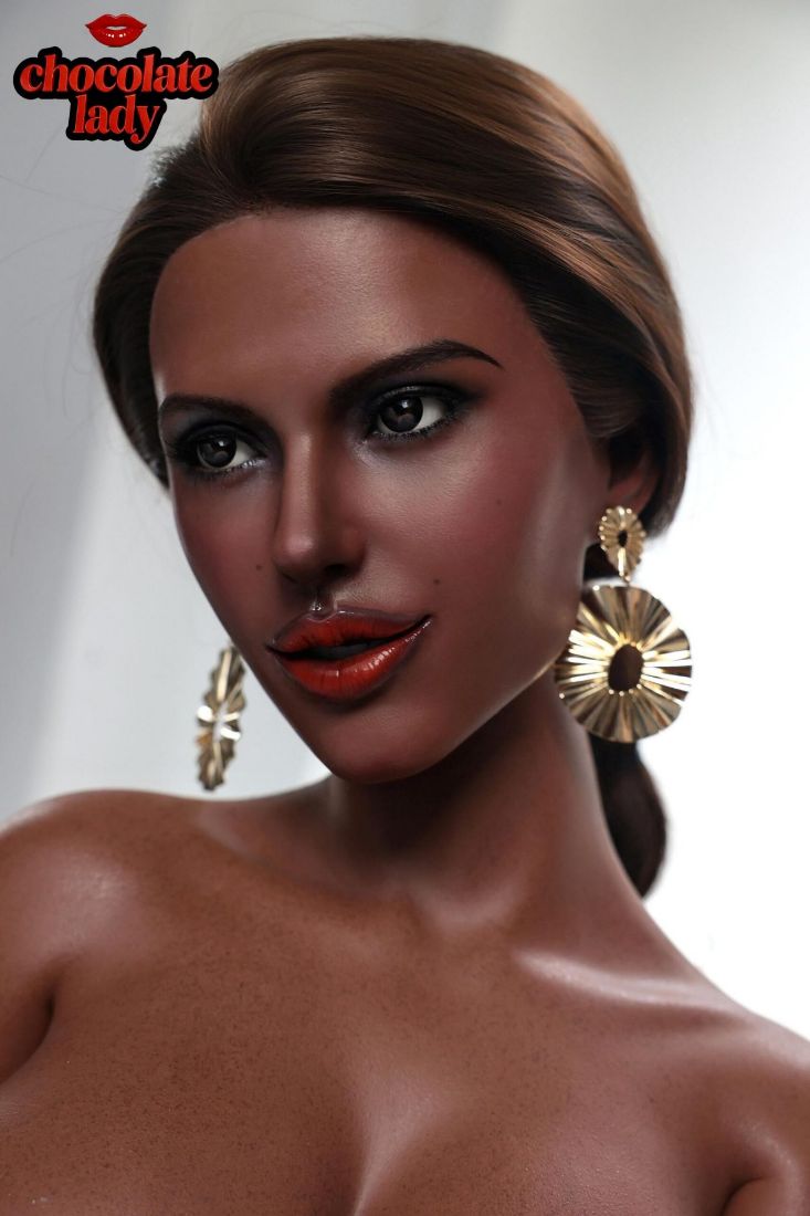 Picture of Realistic 166cm (5.45ft) E Cup Black Skin Silicone Sex Doll - Lena