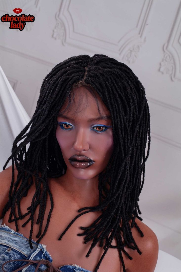 Picture of 150cm (4.92ft) A Cup Black Skin Realistic Silicone Sex Doll - Roxy
